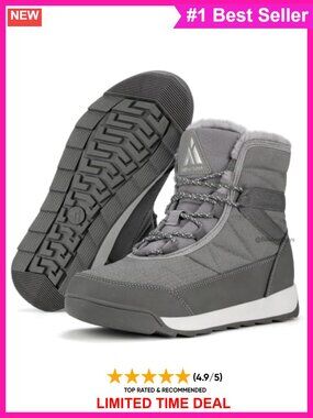 Mishansha Womens Snow Boots Faux Leather Water Resistant Warm Winter Shoes